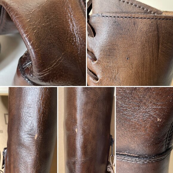 BED STU Manchester Distressed Brown Leather Tall Riding Boots BedStu Size 6 - Picture 10 of 16